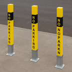 Heavy-Duty Removable Security Bollard – Bright Yellow with “NO PARKING” Warning | Driveway & Parking Protection Post