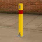 Heavy-Duty Yellow Removable Security Post with Reflective Band & Padlock – Driveway, Car Park & Access Control Bollard