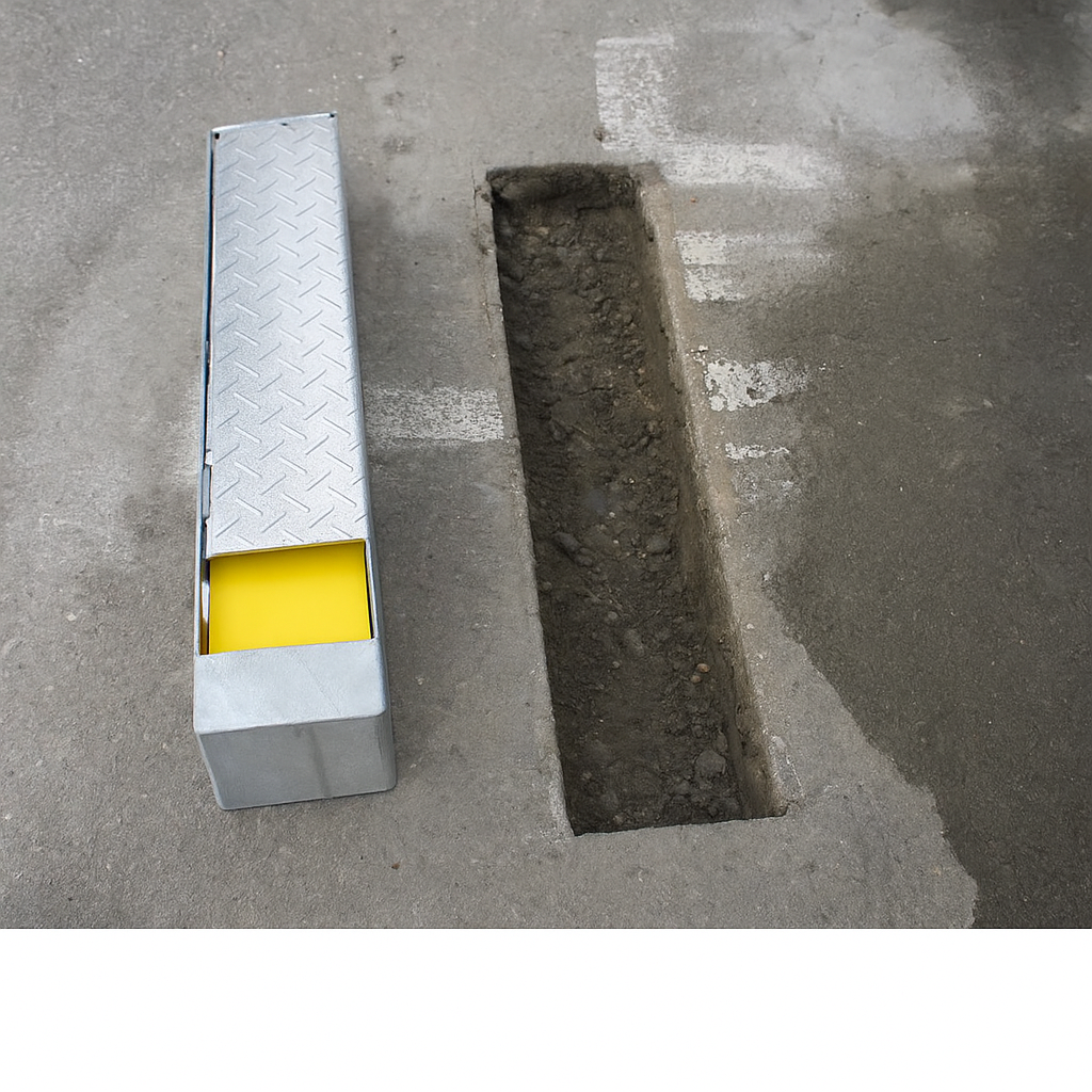 Fold Away (Coffin) Yellow & Red Parking Post