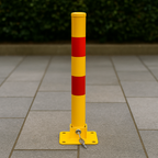 Compact Folding Parking Post – 600 mm Height | High-Visibility Yellow with Reflective Strips | Secure Lockable Design