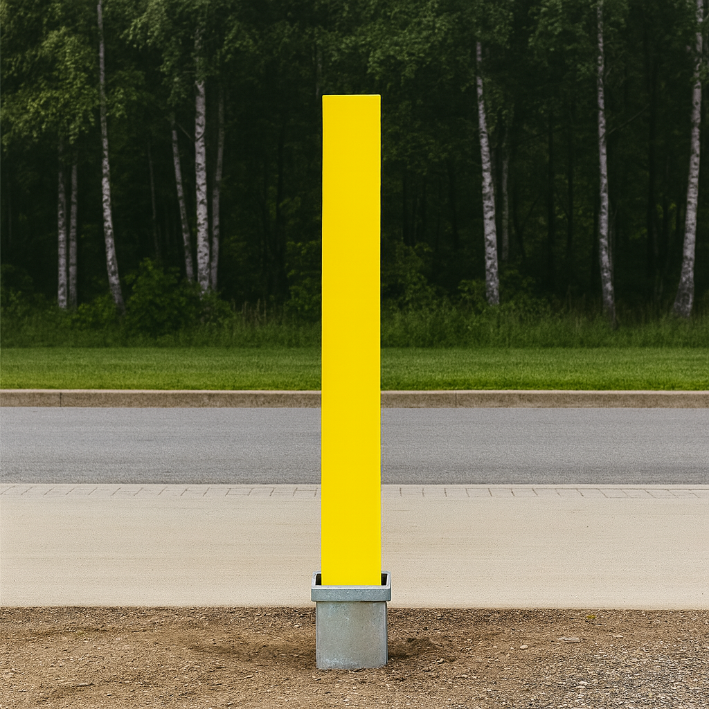 Heavy-Duty Removable Parking Security Post – Bright Yellow Steel Bollard with Padlock | Driveway & Car Park Protection
