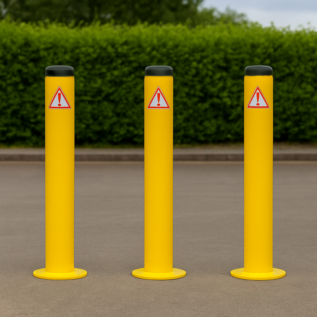750mm Steel Fixed Bollard Post with Durable Plastic Cap – Permanent Safety Barrier for Traffic & Asset Protection