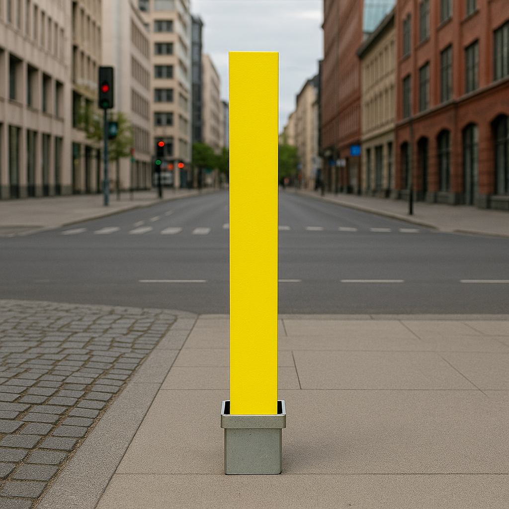Heavy-Duty Removable Parking Security Post – Bright Yellow Steel Bollard with Padlock | Driveway & Car Park Protection