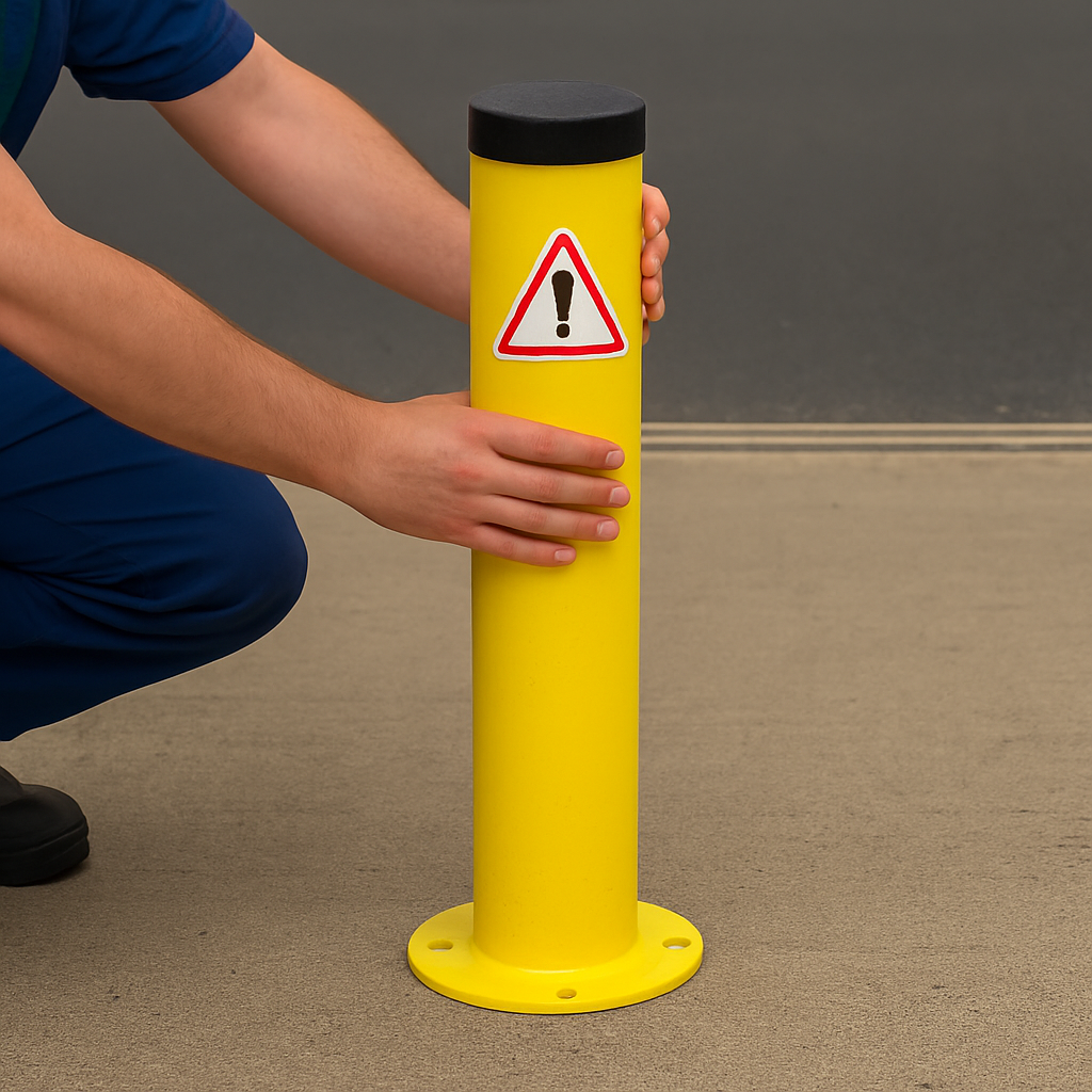 750mm Steel Fixed Bollard Post with Durable Plastic Cap – Permanent Safety Barrier for Traffic & Asset Protection