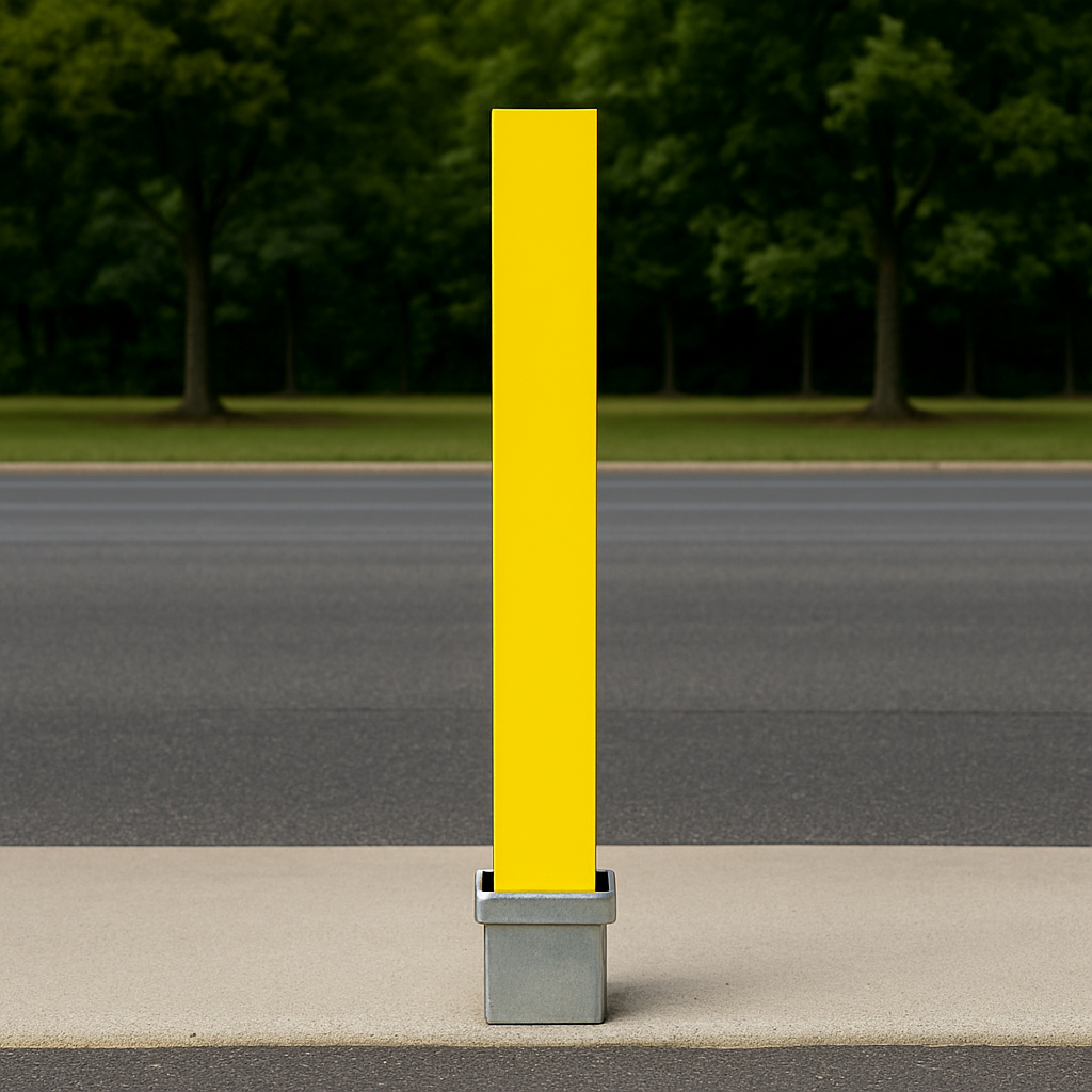 Heavy-Duty Removable Parking Security Post – Bright Yellow Steel Bollard with Padlock | Driveway & Car Park Protection