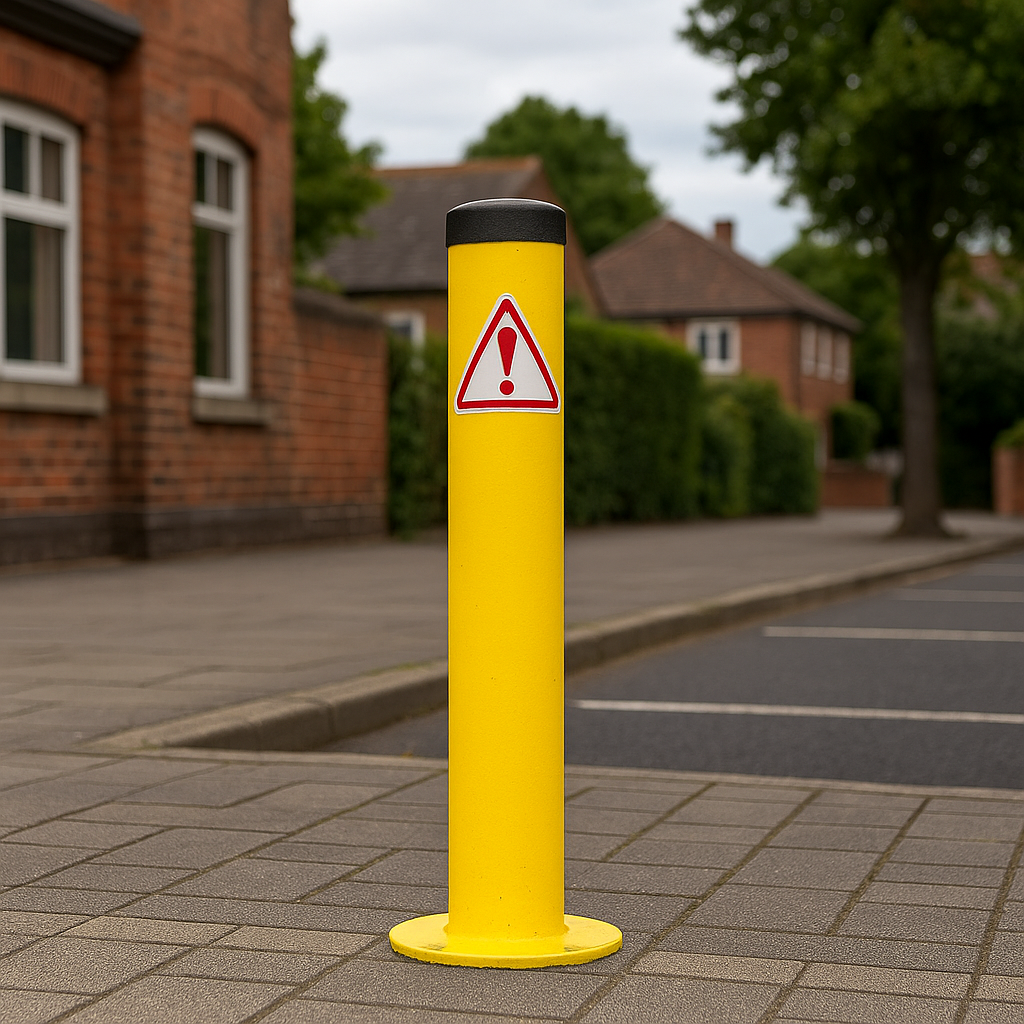 750mm Steel Fixed Bollard Post with Durable Plastic Cap – Permanent Safety Barrier for Traffic & Asset Protection