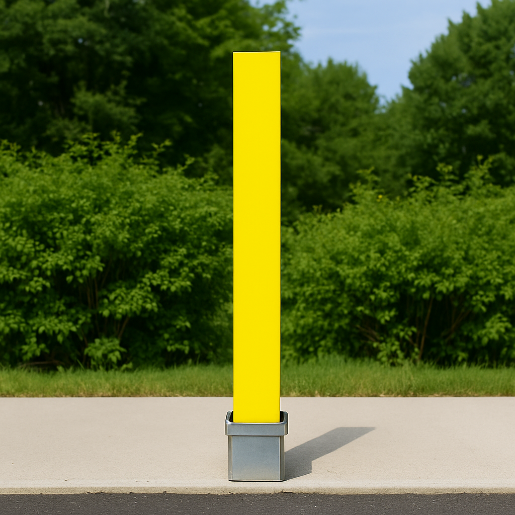 Heavy-Duty Removable Parking Security Post – Bright Yellow Steel Bollard with Padlock | Driveway & Car Park Protection
