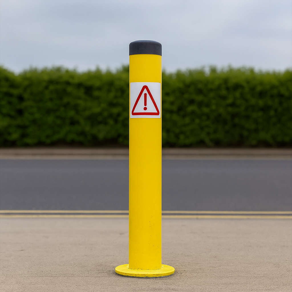 750mm Steel Fixed Bollard Post with Durable Plastic Cap – Permanent Safety Barrier for Traffic & Asset Protection