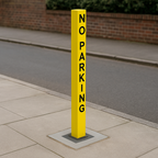 Heavy-Duty Yellow Removable Security Post – “NO PARKING” Warning | Anti-Theft Bollard for Driveways & Commercial Spaces