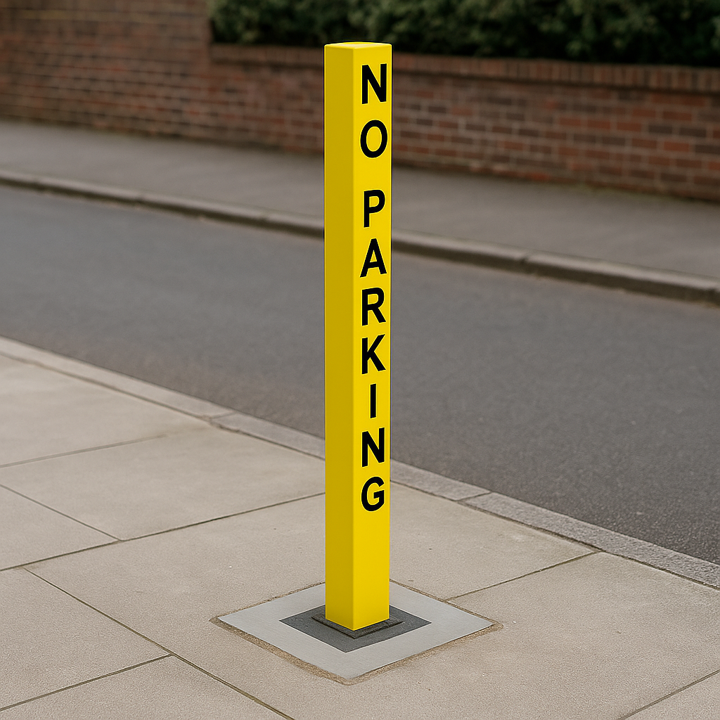 Heavy-Duty Yellow Removable Security Post – “NO PARKING” Warning | Anti-Theft Bollard for Driveways & Commercial Spaces