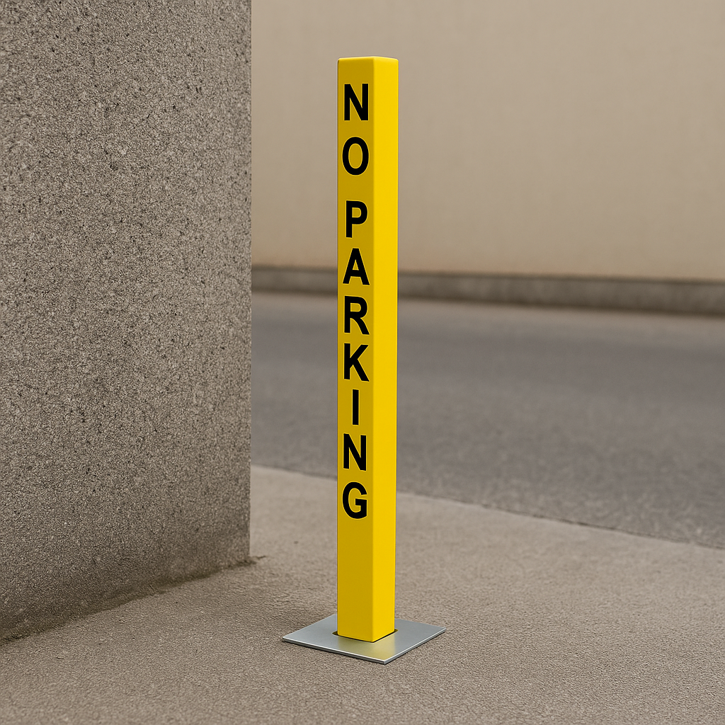 Heavy-Duty Yellow Removable Security Post – “NO PARKING” Warning | Anti-Theft Bollard for Driveways & Commercial Spaces
