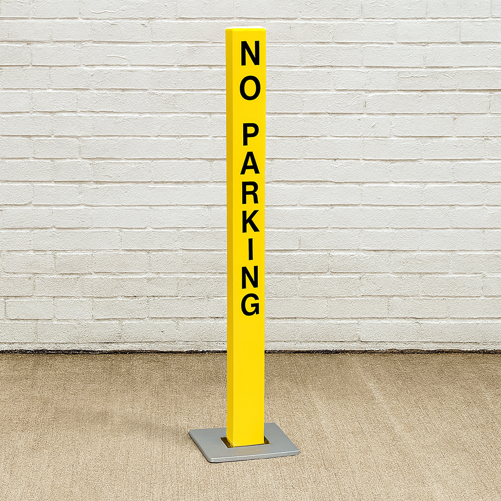 Heavy-Duty Yellow Removable Security Post – “NO PARKING” Warning | Anti-Theft Bollard for Driveways & Commercial Spaces