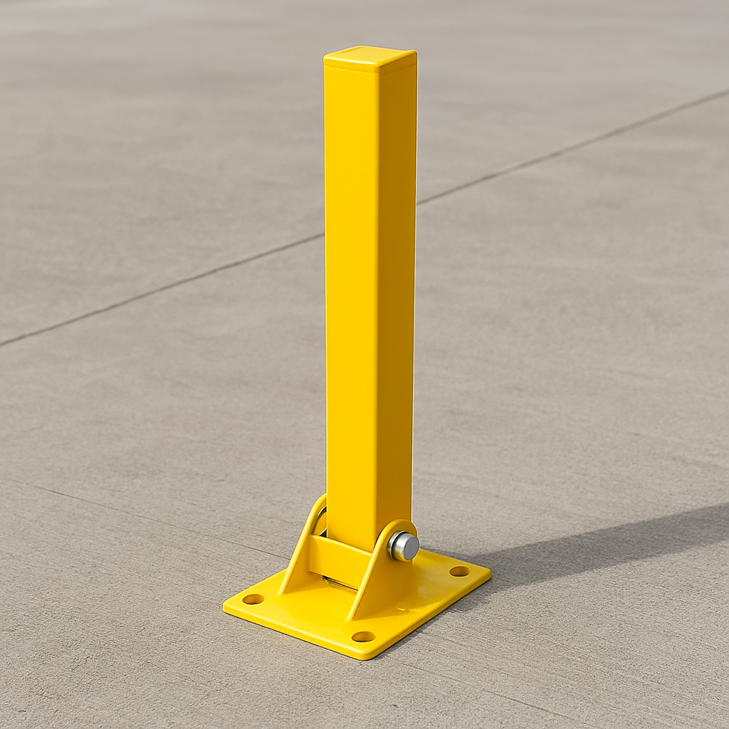 Wide Fold Down Steel Parking Post – Yellow