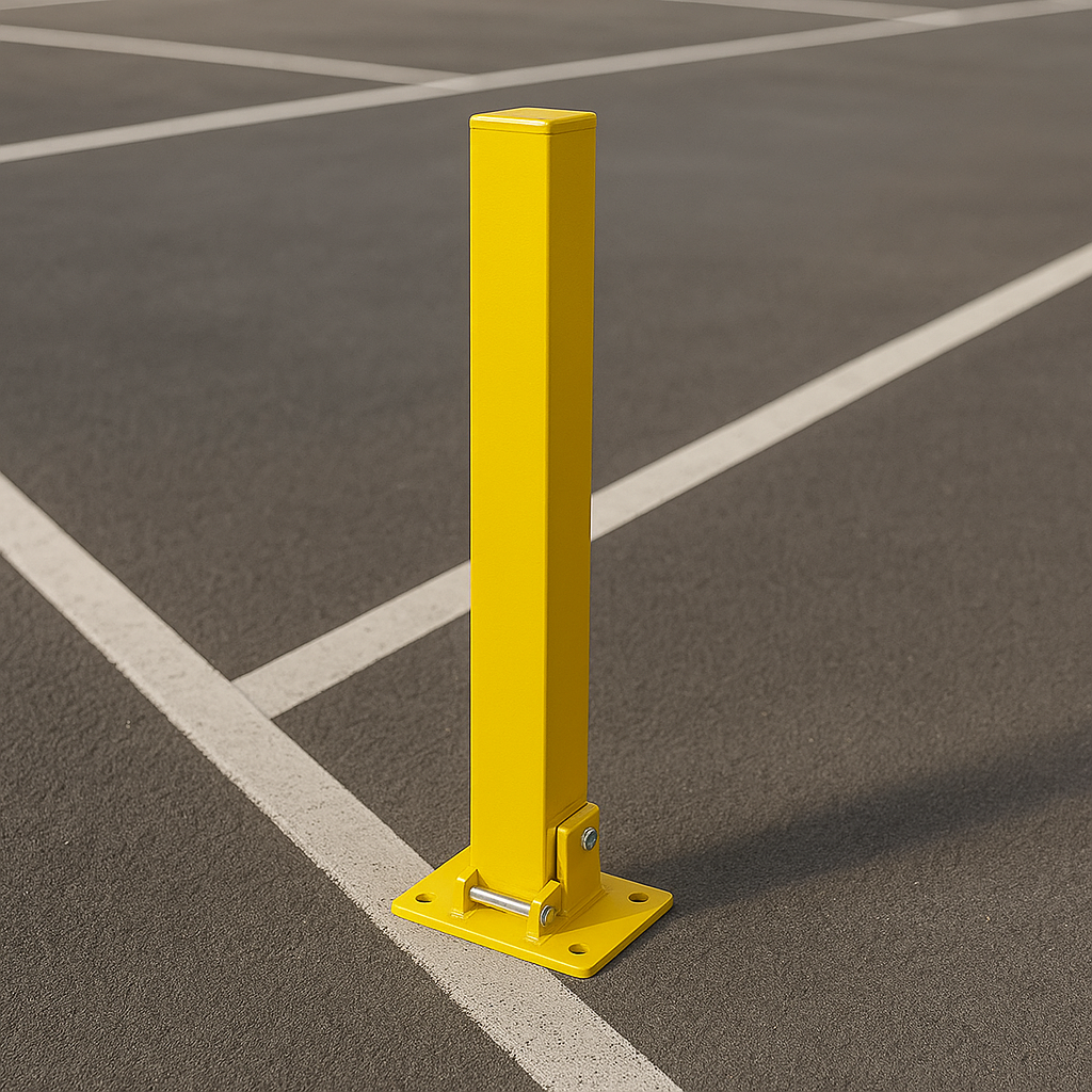 Wide Fold Down Steel Parking Post – Yellow