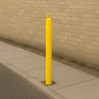 76mm Heavy-Duty Yellow Steel Bollard with Eyelet – Removable High-Visibility Security Post