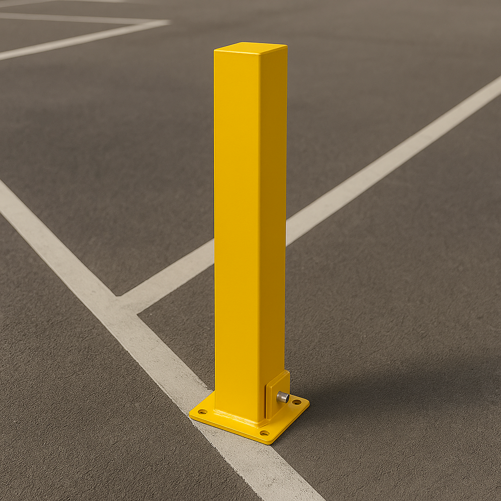 Wide Fold Down Steel Parking Post – Yellow