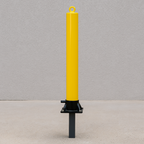 Yellow Fold Down Parking Post with Ground Spigot, Integral Lock & Eyelet