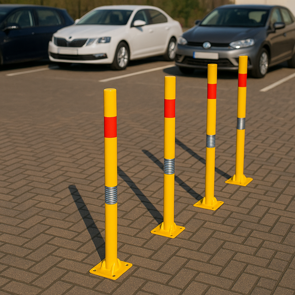 Yellow & Red Bendy Fold-Down Parking Post