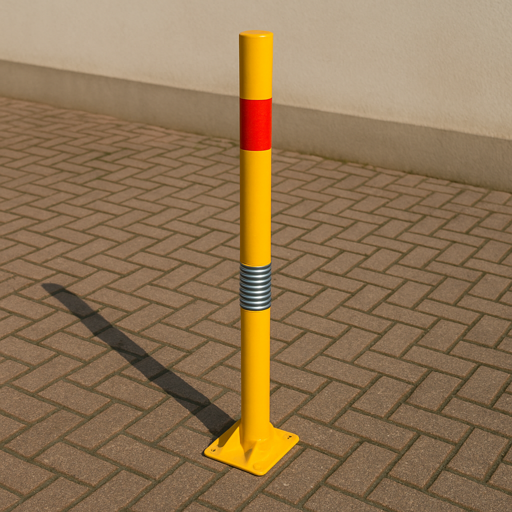 Yellow & Red Bendy Fold-Down Parking Post