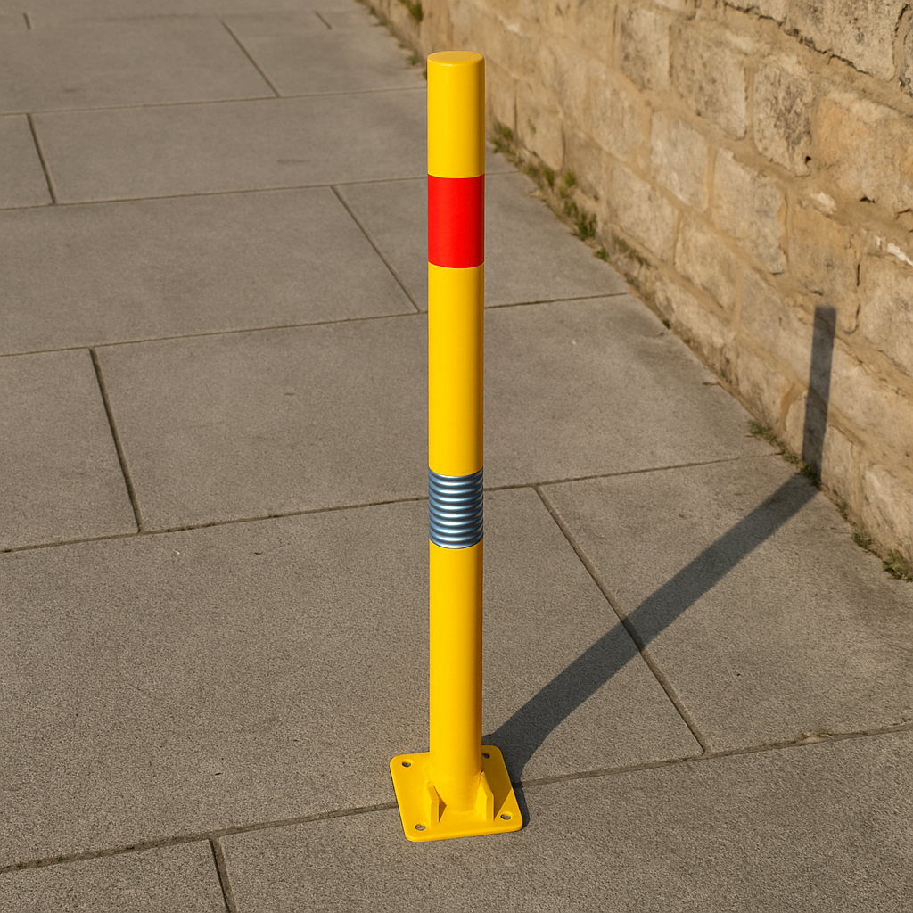 Yellow & Red Bendy Fold-Down Parking Post