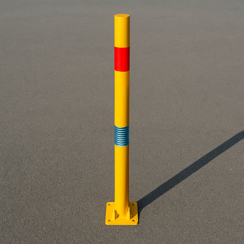 Yellow & Red Bendy Fold-Down Parking Post