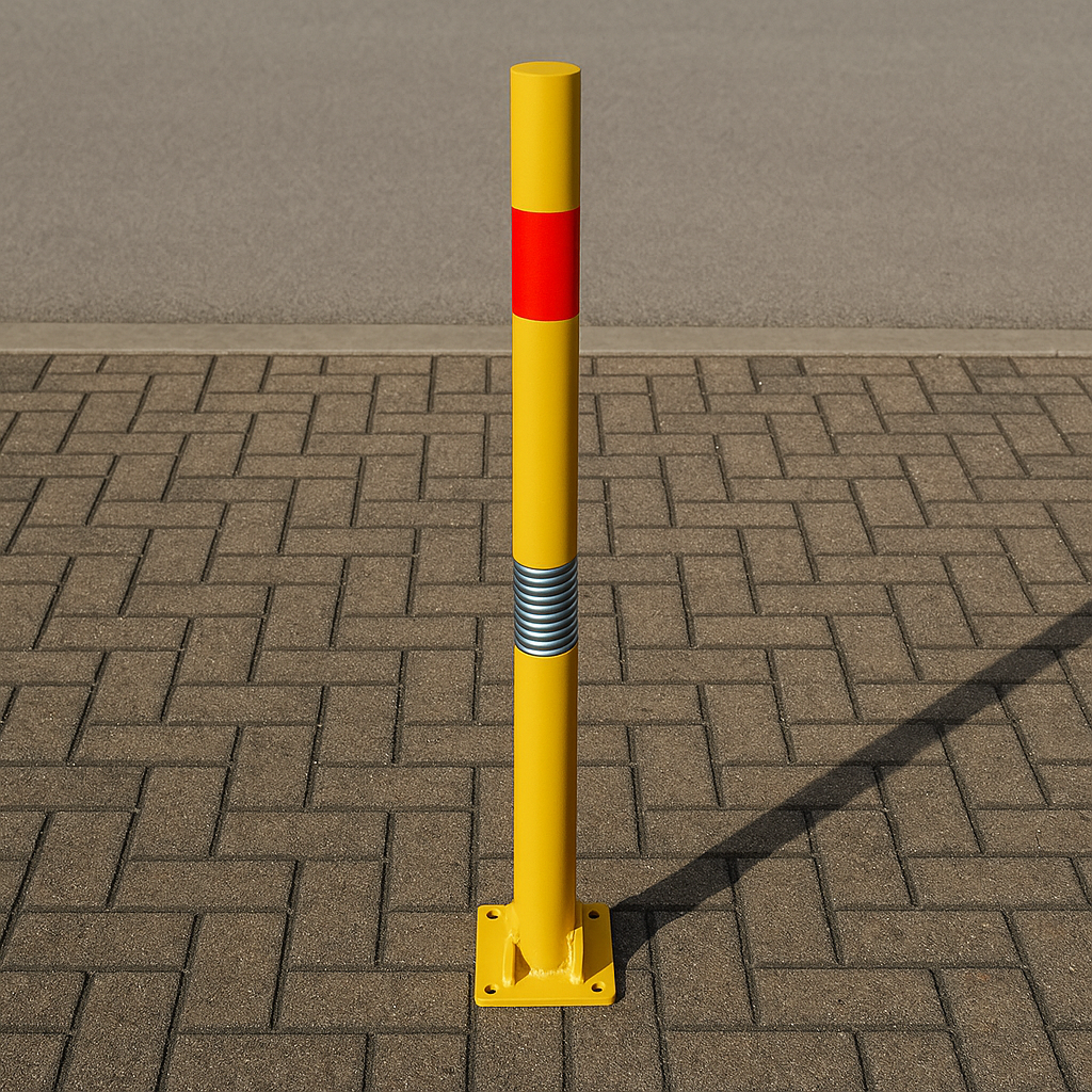 Yellow & Red Bendy Fold-Down Parking Post