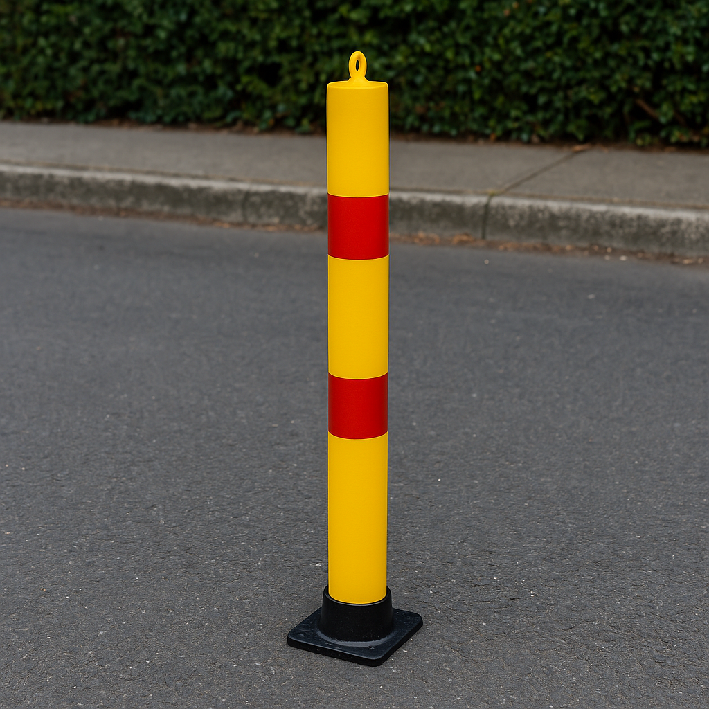 900mm High Fold Down Parking Post – Yellow with Red Band