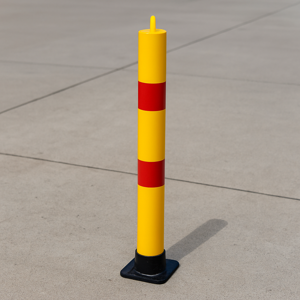 900mm High Fold Down Parking Post – Yellow with Red Band