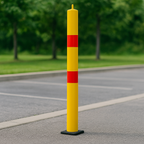 900mm High Fold Down Parking Post – Yellow with Red Band