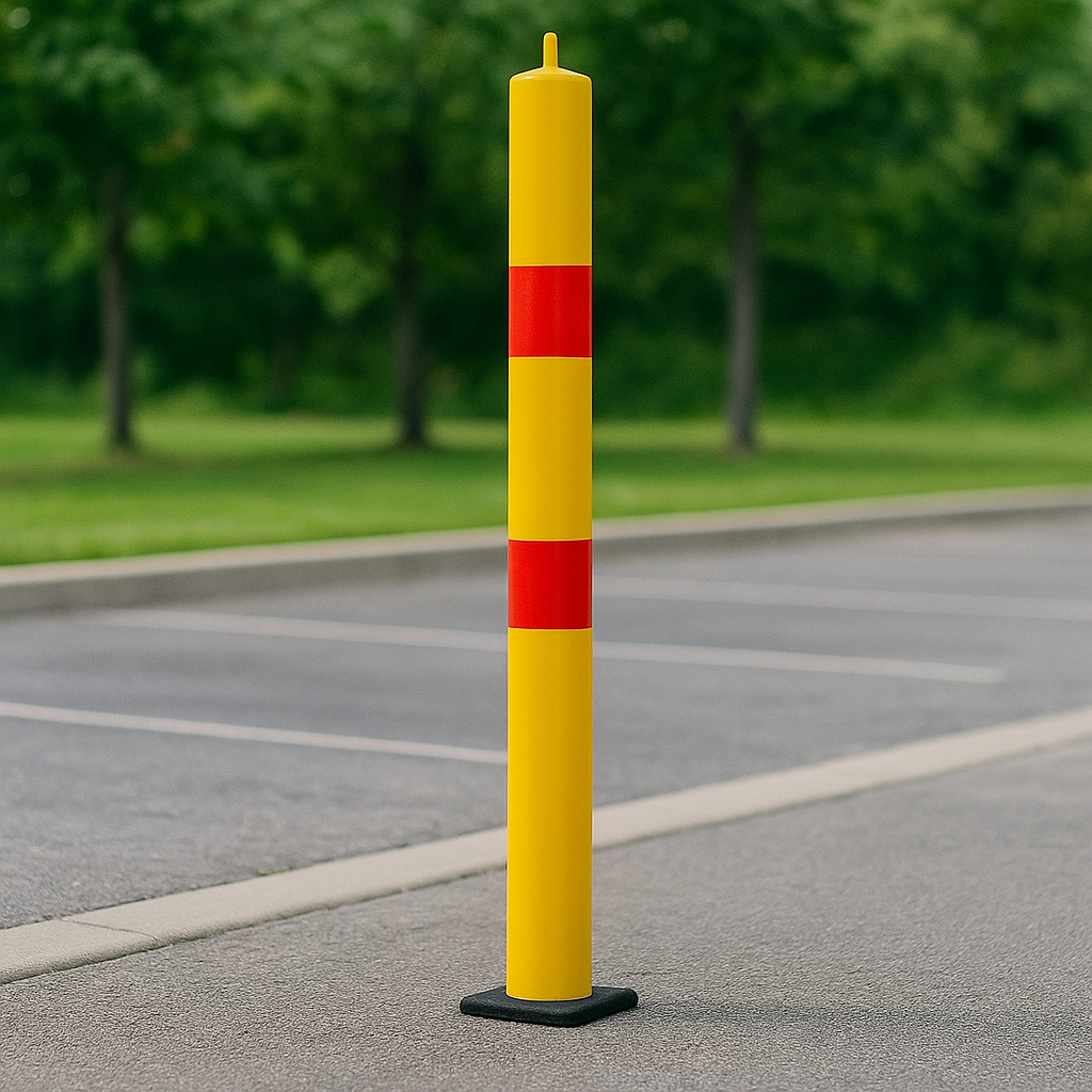 900mm High Fold Down Parking Post – Yellow with Red Band