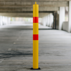 900mm High Fold Down Parking Post – Yellow with Red Band