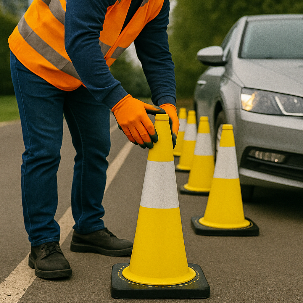 50 cm Flexible Yellow PVC Traffic Cone – 2 kg | Unbreakable Design with Hi-Intensity Reflective Sheeting