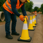 50 cm Flexible Yellow PVC Traffic Cone – 2 kg | Unbreakable Design with Hi-Intensity Reflective Sheeting