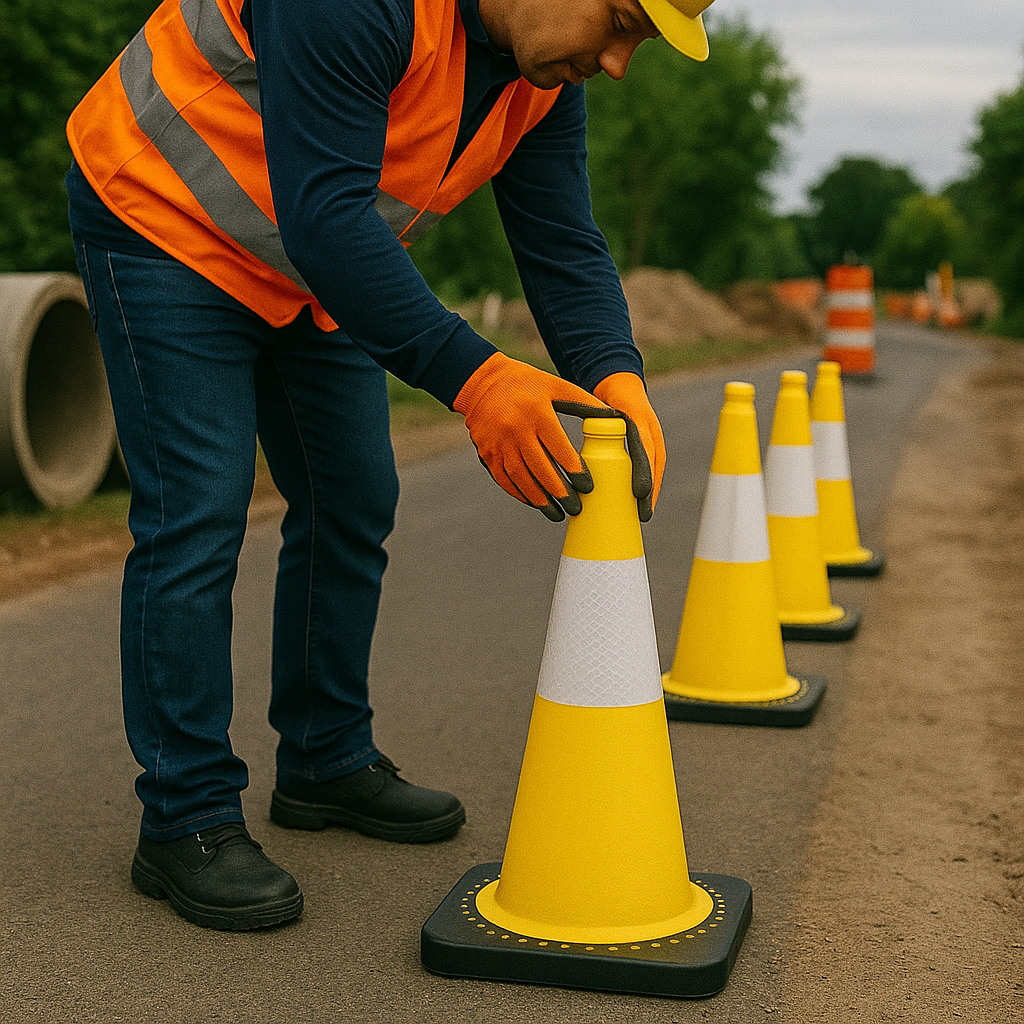 50 cm Flexible Yellow PVC Traffic Cone – 2 kg | Unbreakable Design with Hi-Intensity Reflective Sheeting