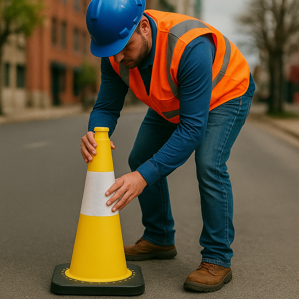 50 cm Flexible Yellow PVC Traffic Cone – 2 kg | Unbreakable Design with Hi-Intensity Reflective Sheeting