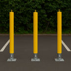 Heavy-Duty Yellow Removable Security Bollard with Reflective Band & Lock – Driveway & Parking Protection