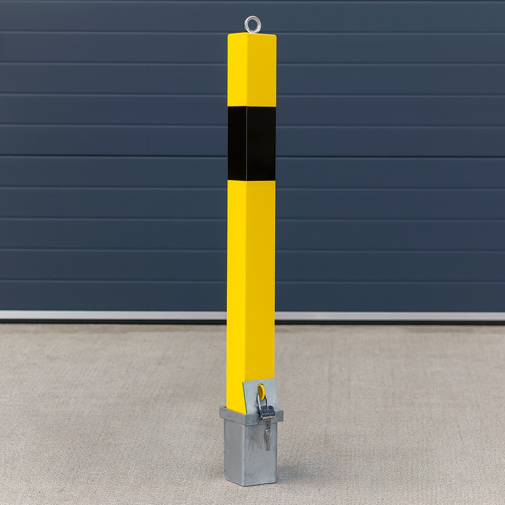 Heavy-Duty Removable Security Bollard with 2 Ground Bases