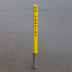 76mm Removable Yellow Security Bollard with Chain Eyelets & ‘No Parking’ Logo – Heavy-Duty Steel Post for Driveways & Commercial Use