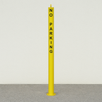 76mm Removable Yellow Security Bollard with Chain Eyelets & ‘No Parking’ Logo – Heavy-Duty Steel Post for Driveways & Commercial Use