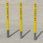76mm Removable Yellow Security Bollard with Chain Eyelets & ‘No Parking’ Logo – Heavy-Duty Steel Post for Driveways & Commercial Use