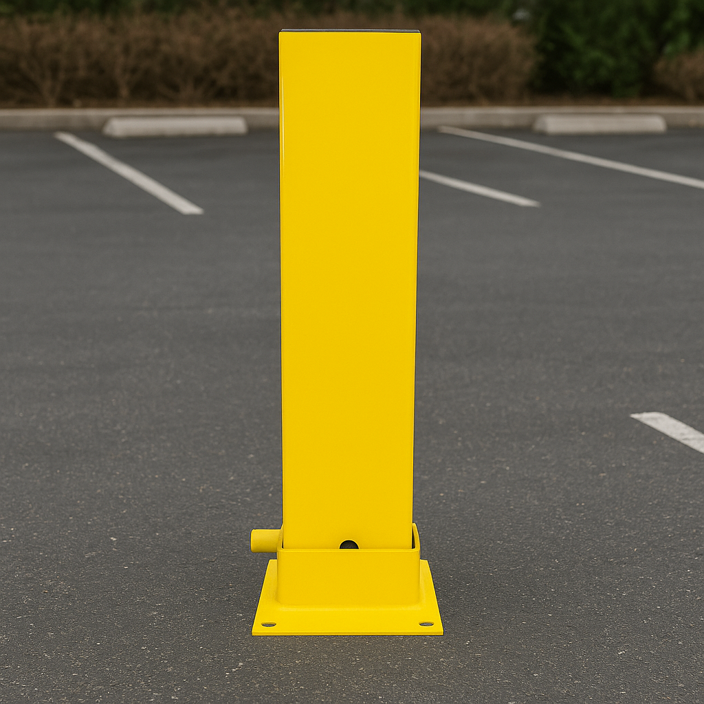 Wide Fold Down Steel Parking Post – Yellow