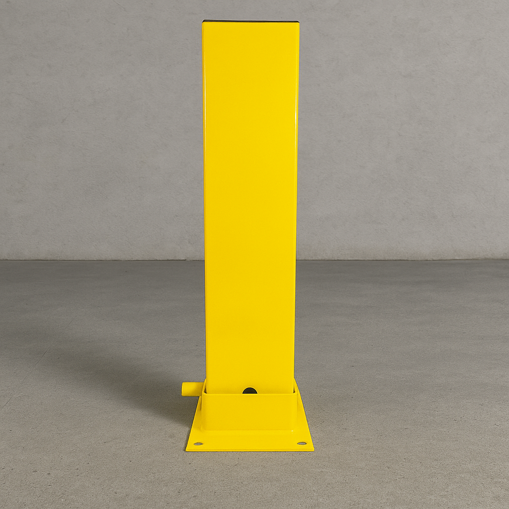 Wide Fold Down Steel Parking Post – Yellow